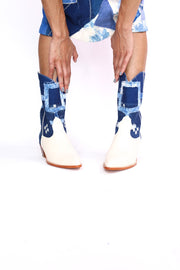 INDIGO WESTERN BOOTS RAMIA - sustainably made MOMO NEW YORK sustainable clothing, boots slow fashion