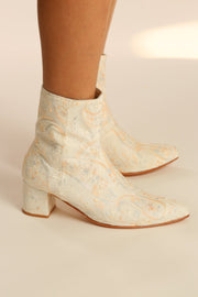 IVORY SILK EMBROIDERED WEDDING BOOTS GOLDEN - sustainably made MOMO NEW YORK sustainable clothing, boots slow fashion