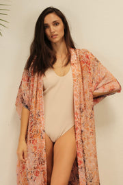 LARISA SILK KIMONO - sustainably made MOMO NEW YORK sustainable clothing, Embroidered Kimono slow fashion