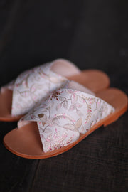 LEATHER SOLE SLIP ON SANDALS PHILOMENE - sustainably made MOMO NEW YORK sustainable clothing, sandals slow fashion
