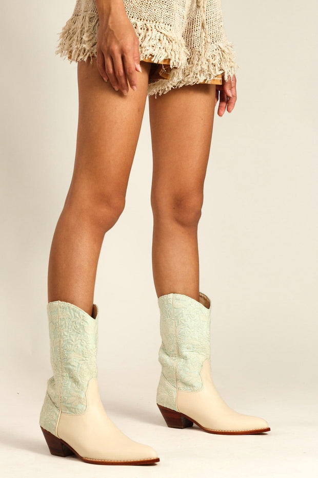 LIGHT MINT WESTERN BOOTS SENIA - sustainably made MOMO NEW YORK sustainable clothing, boots slow fashion