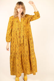 LONG COTTON DRESS ALBERTINE - sustainably made MOMO NEW YORK sustainable clothing, dress slow fashion