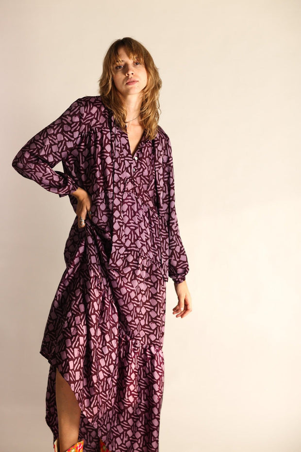 LONG SLEEVE DRESS LAURINE - sustainably made MOMO NEW YORK sustainable clothing, fall22 slow fashion