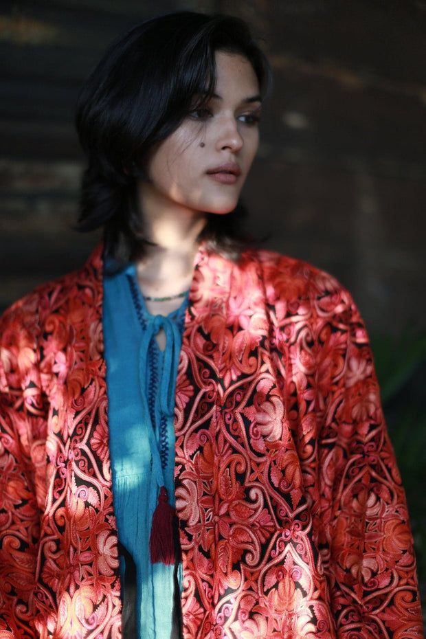 Mercer Street Embroidered City Kimono - sustainably made MOMO NEW YORK sustainable clothing, Kimono slow fashion