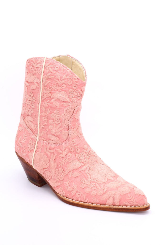 PEACH EMBROIDERED BOOTS TRIBECA - sustainably made MOMO NEW YORK sustainable clothing, boots slow fashion