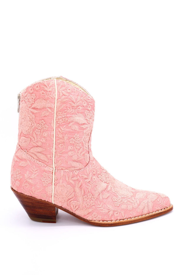 PEACH EMBROIDERED BOOTS TRIBECA - sustainably made MOMO NEW YORK sustainable clothing, boots slow fashion