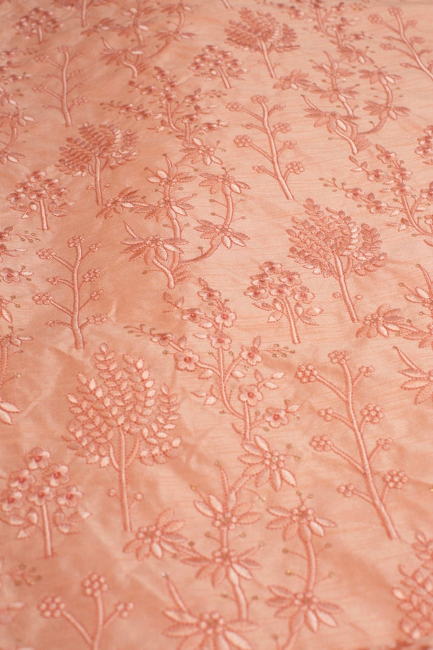 PEACH EMBROIDERED SILK B32-12 - sustainably made MOMO NEW YORK sustainable clothing, fabric slow fashion