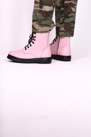 PINK COMBAT BOOTS ADA - sustainably made MOMO NEW YORK sustainable clothing, boots slow fashion