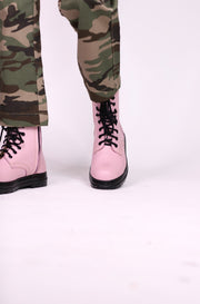 PINK COMBAT BOOTS ADA - sustainably made MOMO NEW YORK sustainable clothing, boots slow fashion