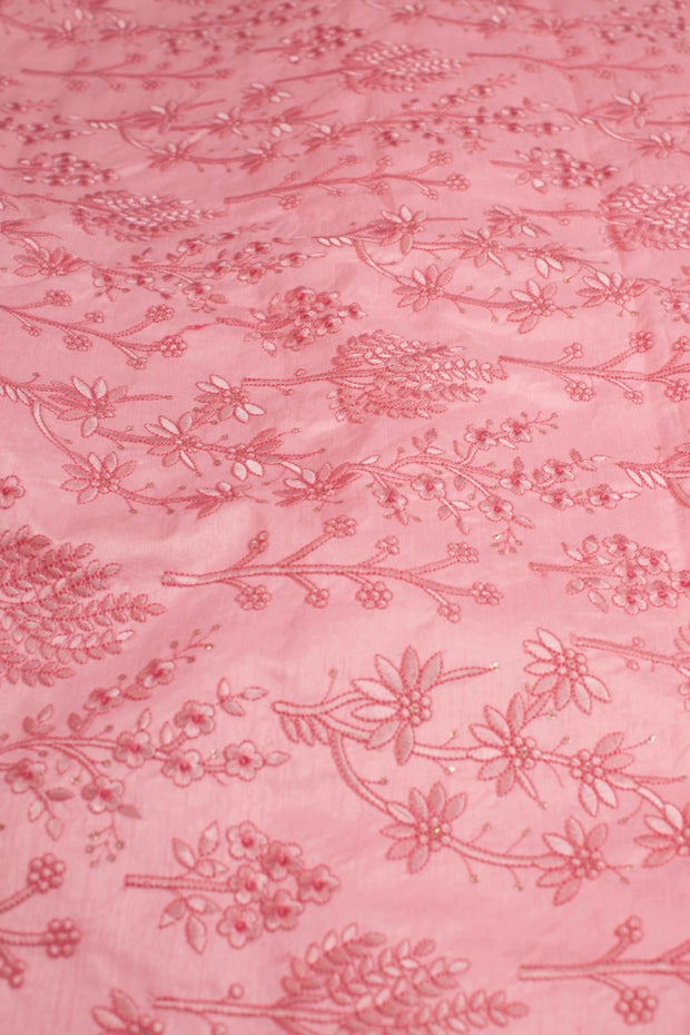 PINK EMBROIDERED SILK B32-14 - sustainably made MOMO NEW YORK sustainable clothing, slow fashion