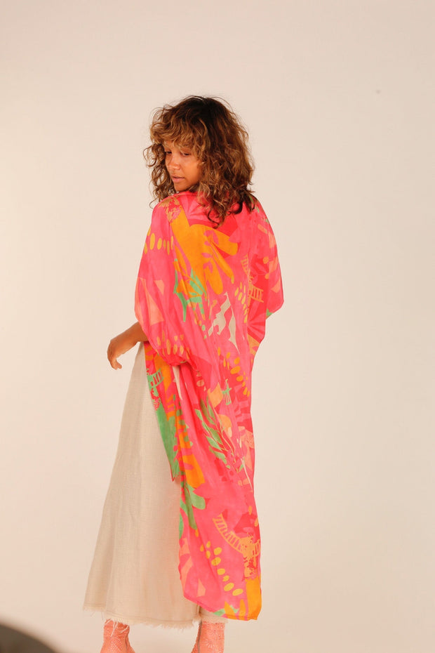 PINK SILK KIMONO SAMANTHA - sustainably made MOMO NEW YORK sustainable clothing, kimono slow fashion
