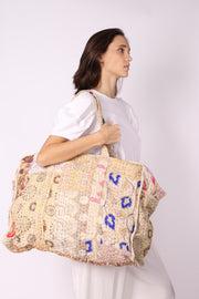 QUILTED EMBROIDERED COTTON WEEKENDER MANILA - sustainably made MOMO NEW YORK sustainable clothing, samplesale1022 slow fashion
