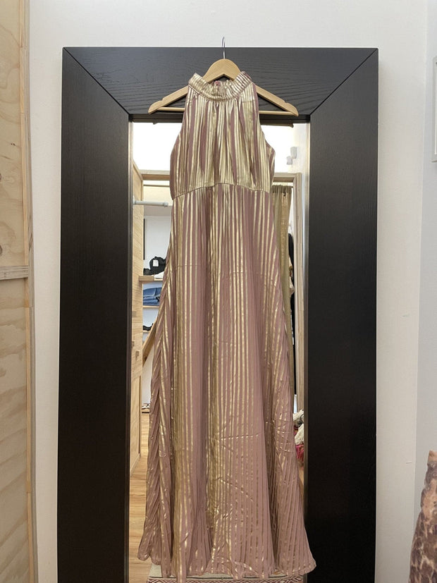 Rose/Gold Metallic Evening Dress - sustainably made MOMO NEW YORK sustainable clothing, Boho Chic slow fashion