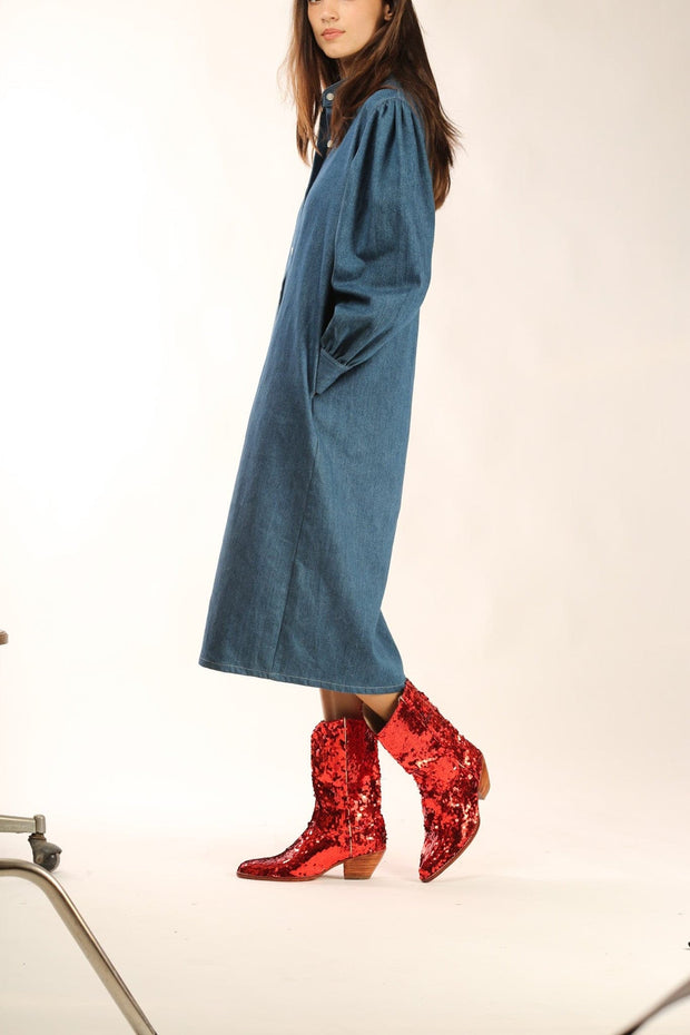 SEQUIN BOOTS ANNI - sustainably made MOMO NEW YORK sustainable clothing, boots slow fashion