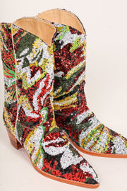 SEQUIN EMBROIDERED BOOTS SWIFT - sustainably made MOMO NEW YORK sustainable clothing, boots slow fashion