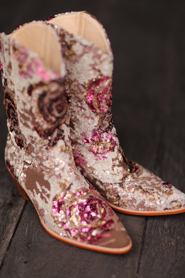 SEQUIN EMBROIDERED WESTERN BOOTS INGA - sustainably made MOMO NEW YORK sustainable clothing, boots slow fashion
