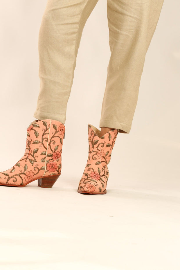 SHORT EMBROIDERED BOOTS URETA - sustainably made MOMO NEW YORK sustainable clothing, boots slow fashion