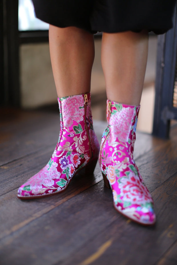 SILK ANKLE BOOTS TIFFANY - sustainably made MOMO NEW YORK sustainable clothing, boots slow fashion