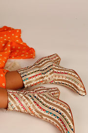 SILK EMBROIDERED BOOTS ADRA - sustainably made MOMO NEW YORK sustainable clothing, boots slow fashion