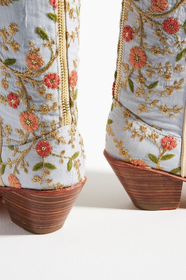 SILK EMBROIDERED WESTERN BOOTS LOUIS - sustainably made MOMO NEW YORK sustainable clothing, boots slow fashion