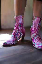 SILK FABRIC ANKLE BOOTS TIJANA - sustainably made MOMO NEW YORK sustainable clothing, boots slow fashion