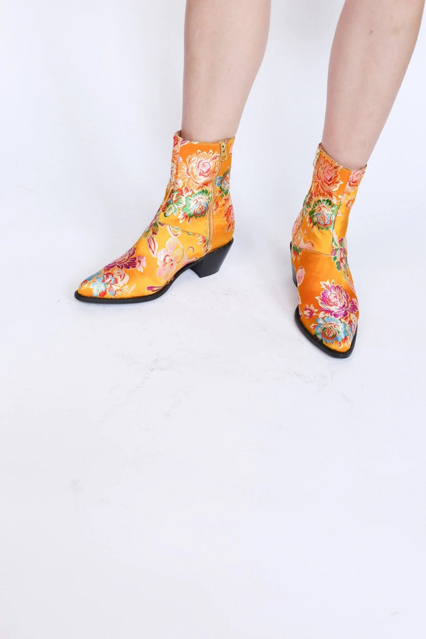 SILK FABRIC ANKLE BOOTS TIJANA - sustainably made MOMO NEW YORK sustainable clothing, boots slow fashion
