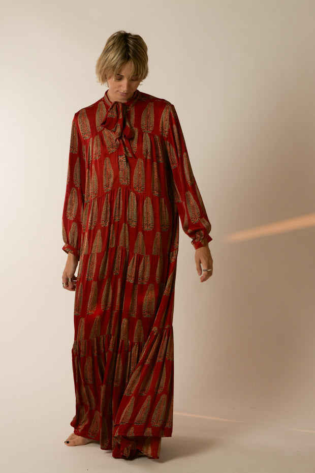 SILK MAXI DRESS ARAVENA - sustainably made MOMO NEW YORK sustainable clothing, dress slow fashion