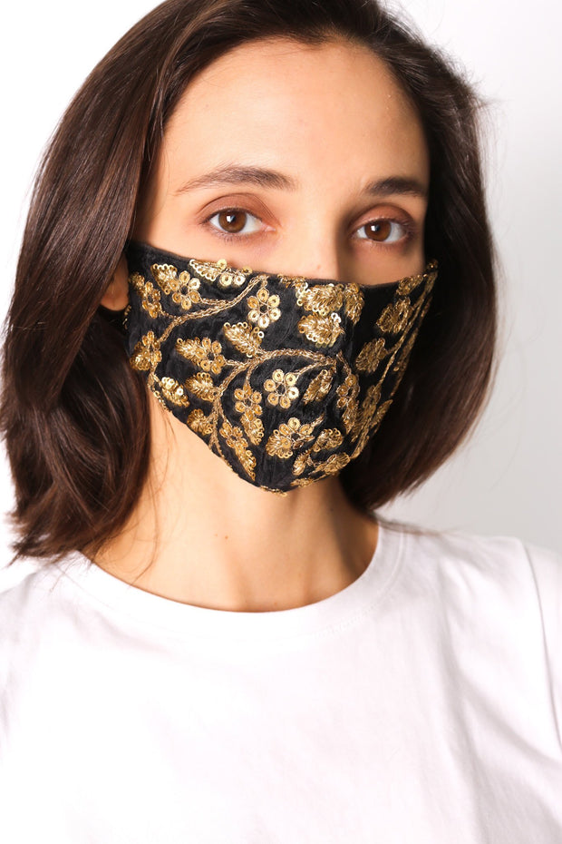 SILK SEQUIN EMBROIDERED FACE MASK CHER - sustainably made MOMO NEW YORK sustainable clothing, offerfm slow fashion