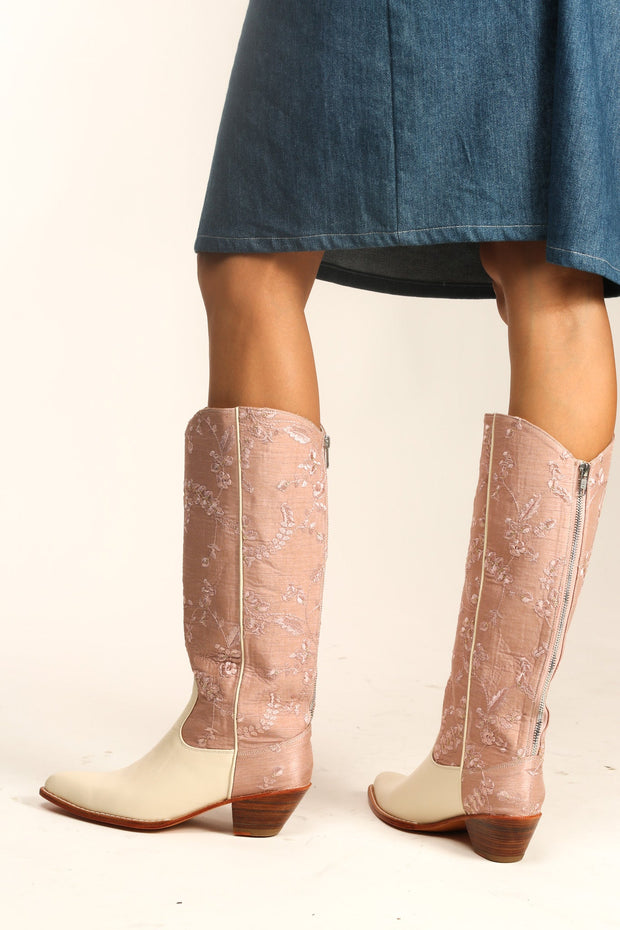TALL EMBROIDERED BOOTS LYDI - sustainably made MOMO NEW YORK sustainable clothing, boots slow fashion