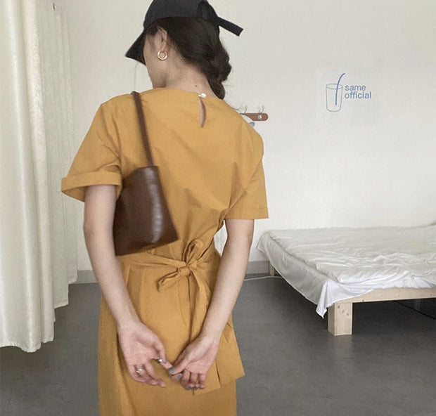 TIE KNOT LONG DRESS ANINE - sustainably made MOMO NEW YORK sustainable clothing, slow fashion