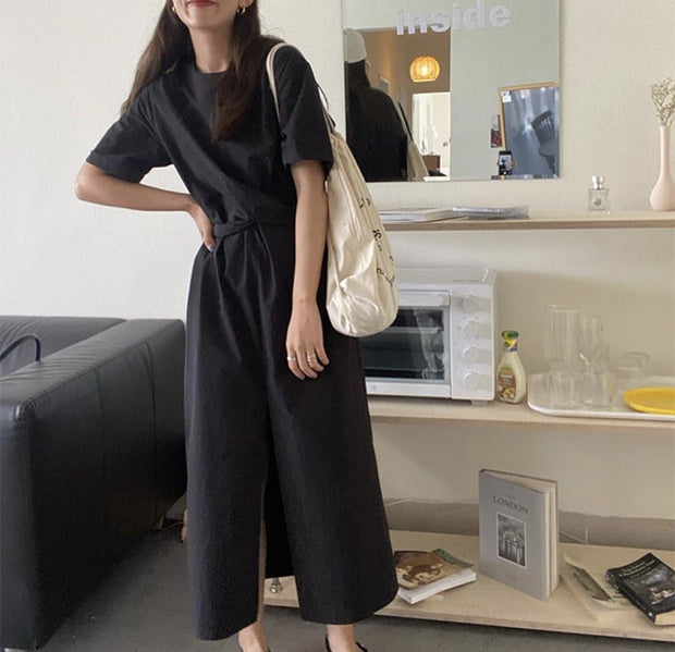 TIE KNOT LONG DRESS ANINE - sustainably made MOMO NEW YORK sustainable clothing, slow fashion