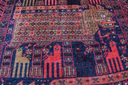 Vintage Handmade Afghan Antique Pictorial rug 6x4, Beautiful Afghan Rug , Turkmen Pictorial rug - sustainably made MOMO NEW YORK sustainable clothing, rug slow fashion